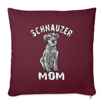 Schnauzer Maman - Housse de coussin décorative 45 x 45 cm - bordeaux - Devant