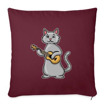 Ukulele Cat - Sofakissenbezug 45 x 45 cm - Burgunderrot - Vorne