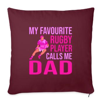 Joueur de rugby Fête des pères Rugby Cadeau Rugby Entraîneur de rugby - Housse de coussin décorative 45 x 45 cm - bordeaux - Devant