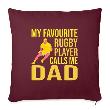 Joueur de rugby Fête des pères Rugby Cadeau Rugby Entraîneur de rugby - Housse de coussin décorative 45 x 45 cm - bordeaux - Devant
