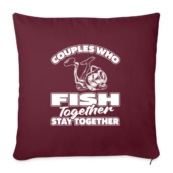 Couple de pêcheurs à la ligne - Housse de coussin décorative 45 x 45 cm - bordeaux - Devant