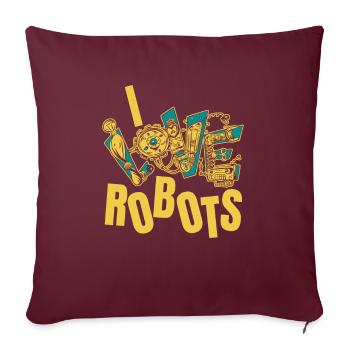 Robotique Ai Robot Drôle J’aime les robots - Housse de coussin décorative 45 x 45 cm - bordeaux - Devant