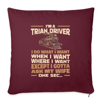 Conducteur de train Conducteur de train - Housse de coussin décorative 45 x 45 cm - bordeaux - Devant