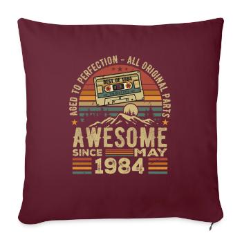 Mai 1984 Anniversaire Mai 1984 Cadeau 1984 Retro - Housse de coussin décorative 45 x 45 cm - bordeaux - Devant