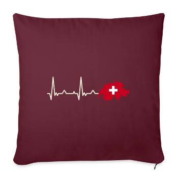 battements de cœur, suisse, coeur, alpine - Housse de coussin décorative 45 x 45 cm - bordeaux - Devant