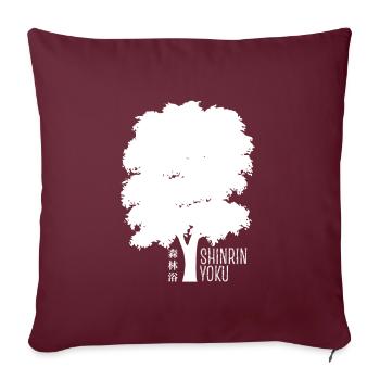 Shinrin yoku - Baignade en forêt - Méditation en forêt - Housse de coussin décorative 45 x 45 cm - bordeaux - Devant