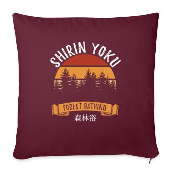 Shinrin yoku - Bain de forêt - Méditation en forêt - Housse de coussin décorative 45 x 45 cm - bordeaux - Devant