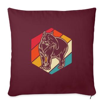 Tapir Vintage Retro - Cadeau - Housse de coussin décorative 45 x 45 cm - bordeaux - Devant
