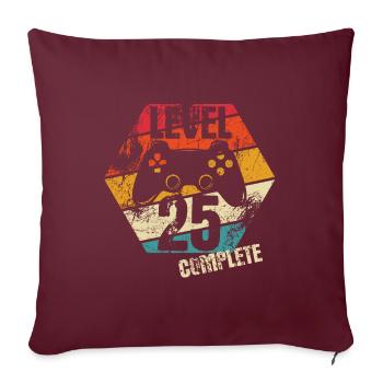 Niveau 25 Complet - Joueur - Anniversaire - Cadeau - Housse de coussin décorative 45 x 45 cm - bordeaux - Devant