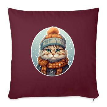 Cat in winter - Sofa pillowcase 17,3'' x 17,3'' (45 x 45 cm) - burgundy - Front
