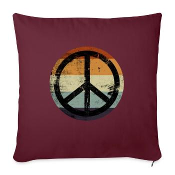 Retro Design Friedenszeichen Peace Zeichen - Sofakissenbezug 45 x 45 cm - Burgunderrot - Vorne