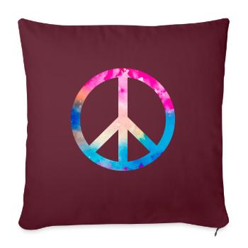 Retro Design Friedenszeichen Peace Zeichen - Sofakissenbezug 45 x 45 cm - Burgunderrot - Vorne