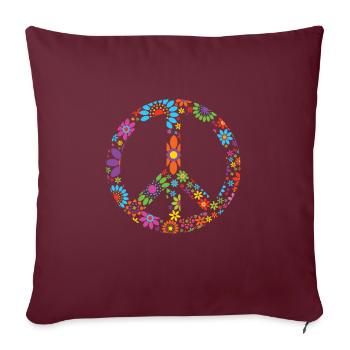 Retro Flowers Design Peace Sign Peace Sign - Sofa pillowcase 17,3'' x 17,3'' (45 x 45 cm) - burgundy - Front
