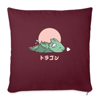 Dragon endormi kawaii - Housse de coussin décorative 45 x 45 cm - bordeaux - Devant