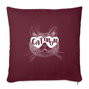 Chat maman - Housse de coussin décorative 45 x 45 cm - bordeaux - Devant