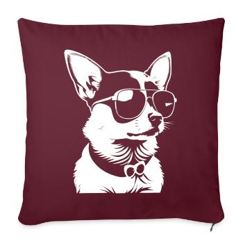 Lustiger Chihuahua mit Sonnenbrille Chihuahuas - Sofakissenbezug 45 x 45 cm - Burgunderrot - Vorne
