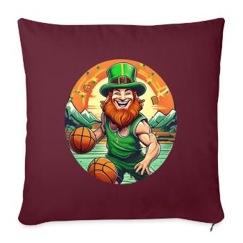 Basket-ball Trèfle de la Saint-Patrick - Housse de coussin décorative 45 x 45 cm - bordeaux - Devant