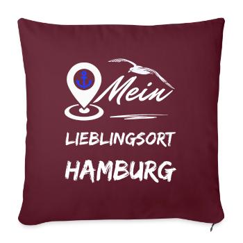 Hambourg mon endroit préféré-la ville hanséatique de Hambourg-Möwe - Housse de coussin décorative 45 x 45 cm - bordeaux - Devant
