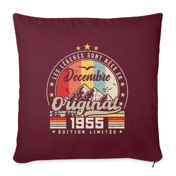 Cadeau D'anniversaire Nées En Décembre 1955 - Housse de coussin décorative 45 x 45 cm - bordeaux - Devant