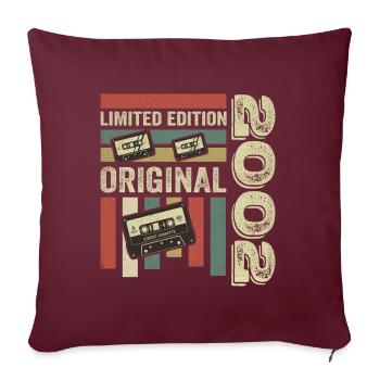 Vintage 2002 - Retro Geburtstagsspruch 2002 - Sofakissenbezug 45 x 45 cm - Burgunderrot - Vorne