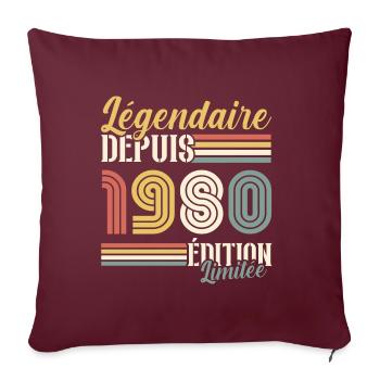 Légendaire Depuis 1980 - Housse de coussin décorative 45 x 45 cm - bordeaux - Devant