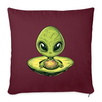 Cooler Alien Avocado mit Sonnenbrille & UFO Design - Sofakissenbezug 45 x 45 cm - Burgunderrot - Vorne