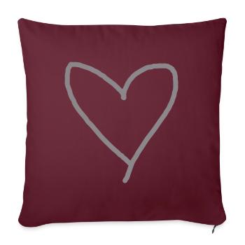 Herz grau Geschenkidee Liebe verliebt - Sofakissenbezug 45 x 45 cm - Burgunderrot - Vorne