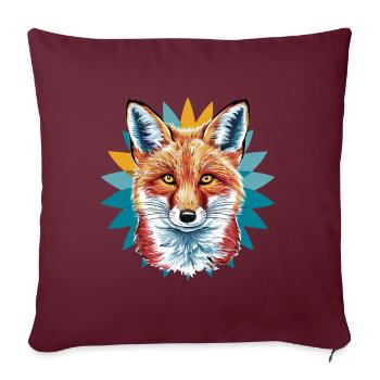 Renard - Illustration - Housse de coussin décorative 45 x 45 cm - bordeaux - Devant