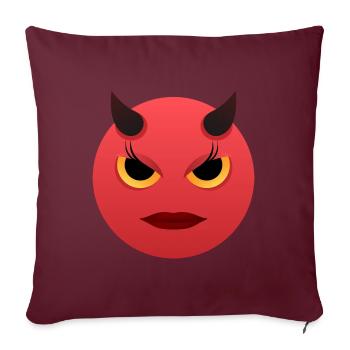 Emoji Diable d'Halloween - Housse de coussin décorative 45 x 45 cm - bordeaux - Devant