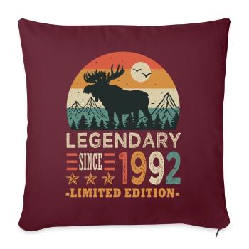 1992 legendary anniversaire né en 1992 - Housse de coussin décorative 45 x 45 cm - bordeaux - Devant