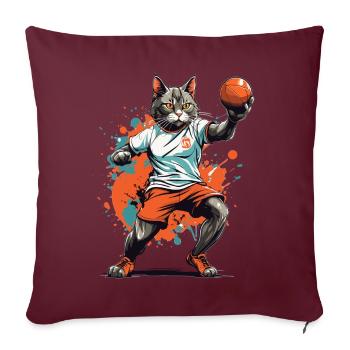 Handball Cat Ball Sports Streetwear Style - Housse de coussin décorative 45 x 45 cm - bordeaux - Devant