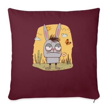 Lapin de mauvaise humeur | © M2-D2 - Housse de coussin décorative 45 x 45 cm - bordeaux - Devant