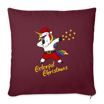 Weihnachten Einhorn colorful Christmas Geschenk - Sofakissenbezug 45 x 45 cm - Burgunderrot - Vorne