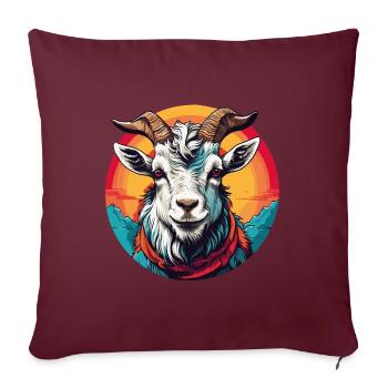 Portrait de chèvre sur roue chromatique colorée - Housse de coussin décorative 45 x 45 cm - bordeaux - Devant
