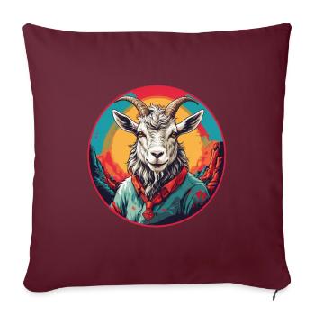Drôle de chèvre dans une roue chromatique colorée - Housse de coussin décorative 45 x 45 cm - bordeaux - Devant