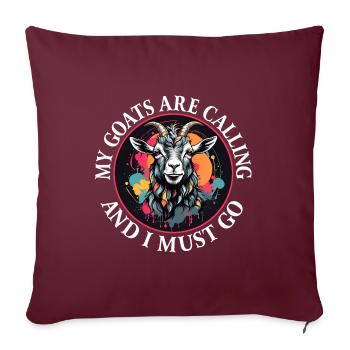 Mes chèvres m’appellent et je dois y aller Chèvre en disant - Housse de coussin décorative 45 x 45 cm - bordeaux - Devant