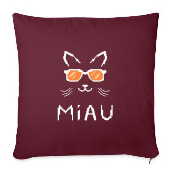 Chat de fête, chat Hipster Meow - Housse de coussin décorative 45 x 45 cm - bordeaux - Devant