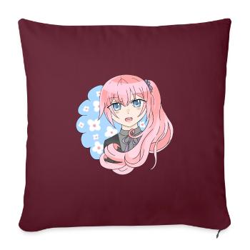 Manga Flower Girl - Housse de coussin décorative 45 x 45 cm - bordeaux - Devant