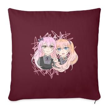 Filles manga - Housse de coussin décorative 45 x 45 cm - bordeaux - Devant