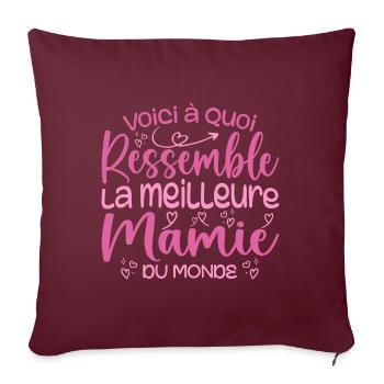 Cadeau Meilleure Mamie du Monde Cadeau Super Mamie - Housse de coussin décorative 45 x 45 cm - bordeaux - Devant