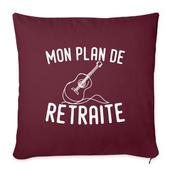Mon Plan de Retraite la Guitare - Cadeau Guitare - Housse de coussin décorative 45 x 45 cm - bordeaux - Devant