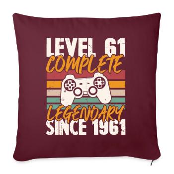 Niveau 61 Complet Vintage Anniversaire 61 Ans - Housse de coussin décorative 45 x 45 cm - bordeaux - Devant