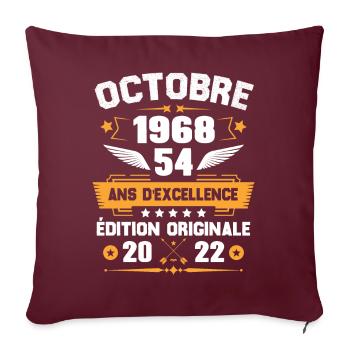 Octobre 1968 Idée Cadeau D'anniversaire 54 Ans - Housse de coussin décorative 45 x 45 cm - bordeaux - Devant