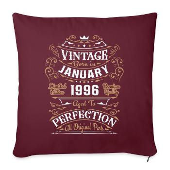 Vintage Janvier 1996, Rétro Cadeau D'anniversaire - Housse de coussin décorative 45 x 45 cm - bordeaux - Devant