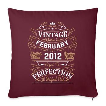 Vintage Février 2012, Rétro Cadeau D'anniversaire - Housse de coussin décorative 45 x 45 cm - bordeaux - Devant