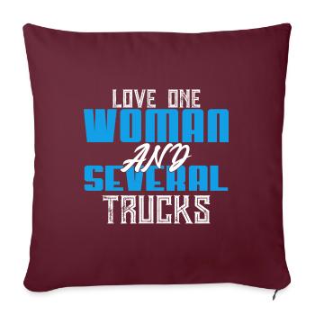 Love a woman and several trucks - Sofa pillowcase 17,3'' x 17,3'' (45 x 45 cm) - burgundy - Front