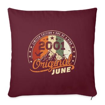 Juin 2001 | Anniversaire Juin 2001 Né en Juin 2001 - Housse de coussin décorative 45 x 45 cm - bordeaux - Devant