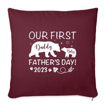 Papa et bébé Première fête des pères - Housse de coussin décorative 45 x 45 cm - bordeaux - Devant