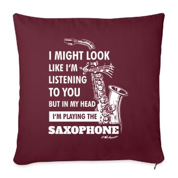 Saxophone saxophone musicien instrument musique cadeau - Housse de coussin décorative 45 x 45 cm - bordeaux - Devant