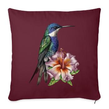 Niedlicher Kolibri Vogel mit Blume - Sofakissenbezug 45 x 45 cm - Burgunderrot - Vorne